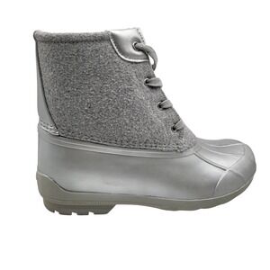 Sperry Saltwater‎ Gray Felt Silver Duck Boots Womens 6